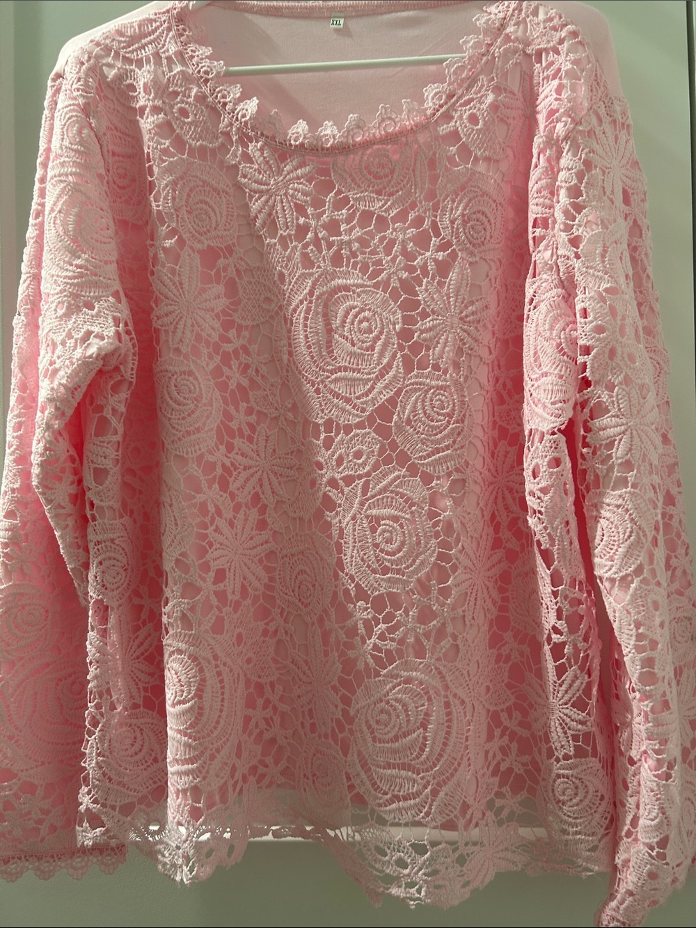 Molli Pink Crochet Floral Long-Sleeve Tunic